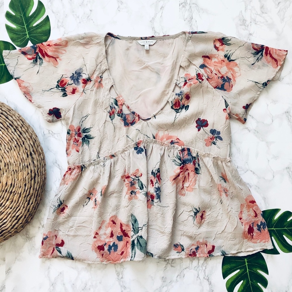 Light brown flower printed top